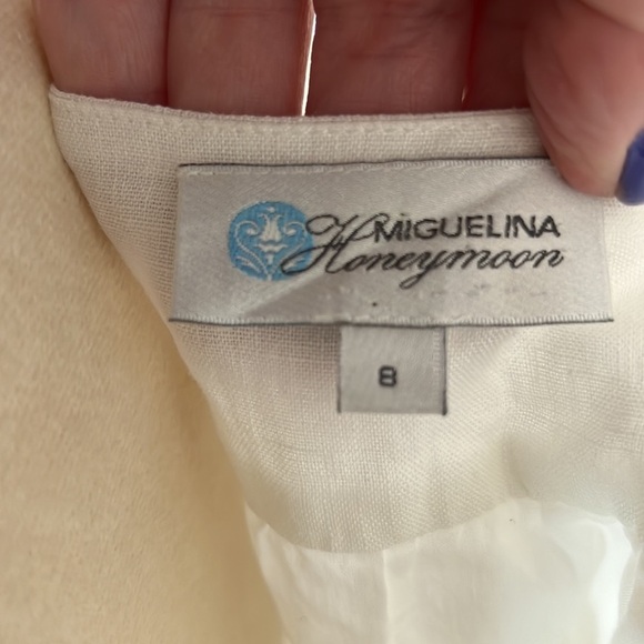 MIGUELINA HONEYMOON LINEN DRESS SZ8 LUXURY RESORT BOHO BEACH COASTAL COQUETTE - Picture 7 of 10